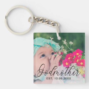 Godmother Personalised Year Established Photo Key Ring
