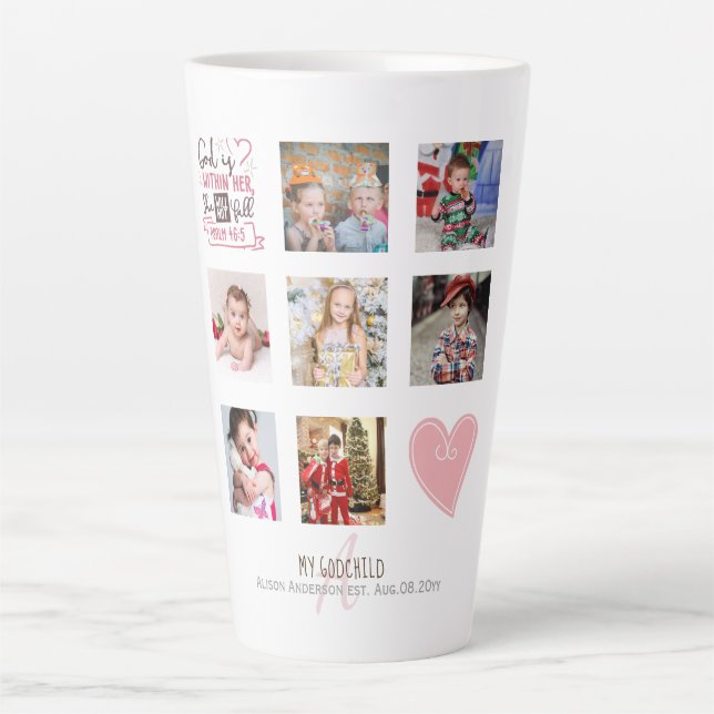 GODMOTHER PHOTO COLLAGE Gift with verse can edit Latte Mug (Front)
