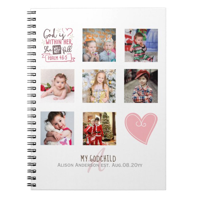 GODMOTHER PHOTO COLLAGE Gift with verse can edit Notebook (Front)