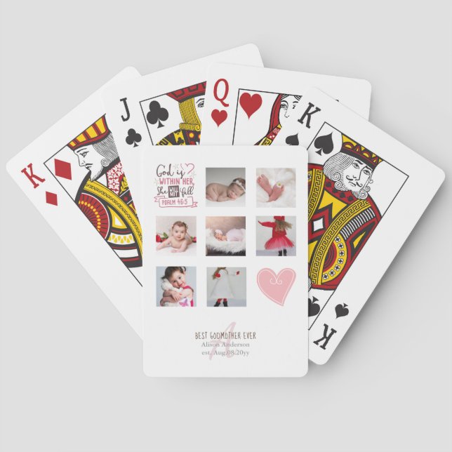 GODMOTHER PHOTO COLLAGE Gift with verse can edit Playing Cards (Back)