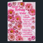 Godmother Special Birthday Wishes Pink Daisies<br><div class="desc">A beautiful birthday card for a godmother. A wonderful birthday card full of pink daisies. A lovely heartfelt verse completes the lovely feeling this card brings. Send sincere birthday wishes to someone special.</div>