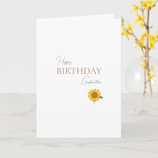 Godmother Sunflower Birthday Card (Yellow Flower)
