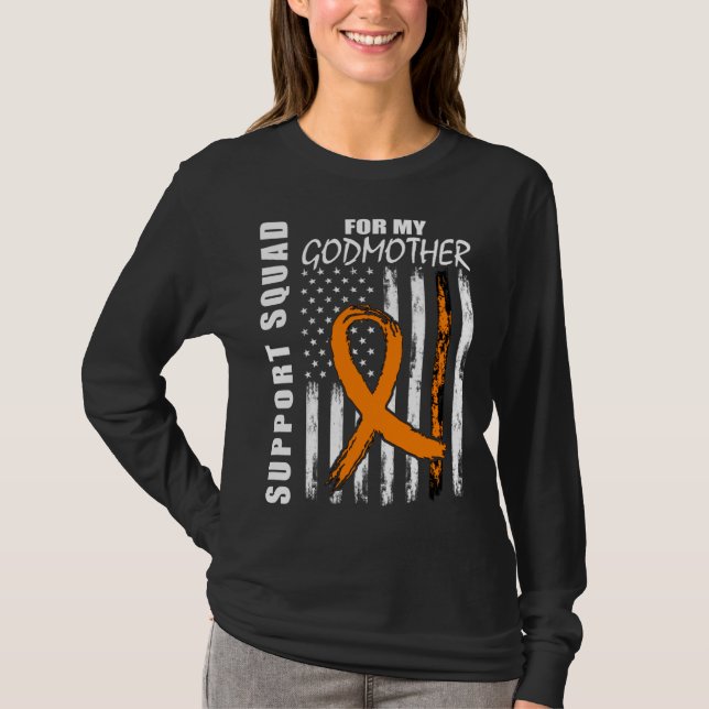 Godmother Support Squad Leukemia Awareness USA Fla T-Shirt (Front)