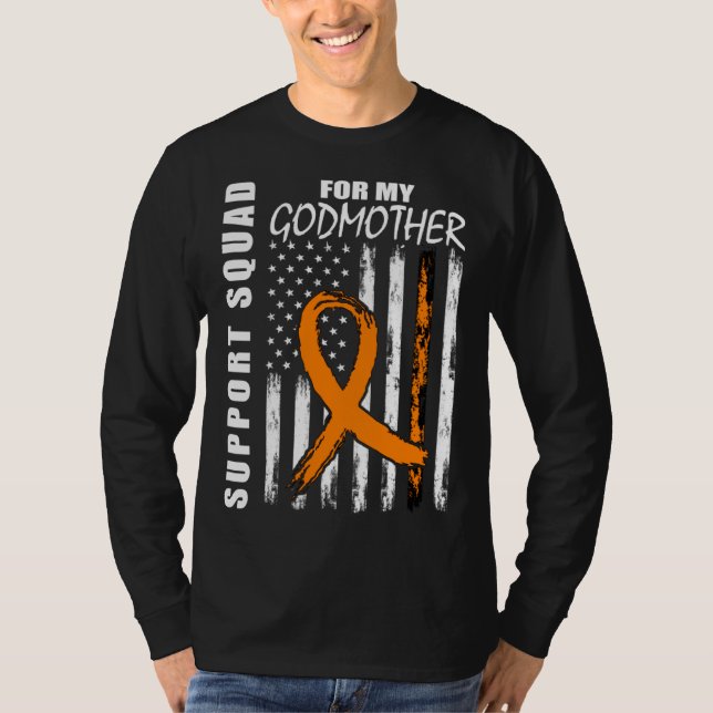 Godmother Support Squad Leukemia Awareness USA Fla T-Shirt (Front)