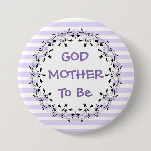 Godmother To Be Purple Striped Baby Shower Button