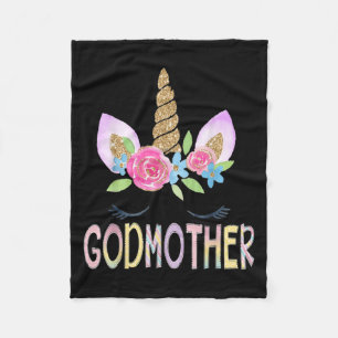Godmother Unicorn Floral Birthday Girl Family Matc Fleece Blanket