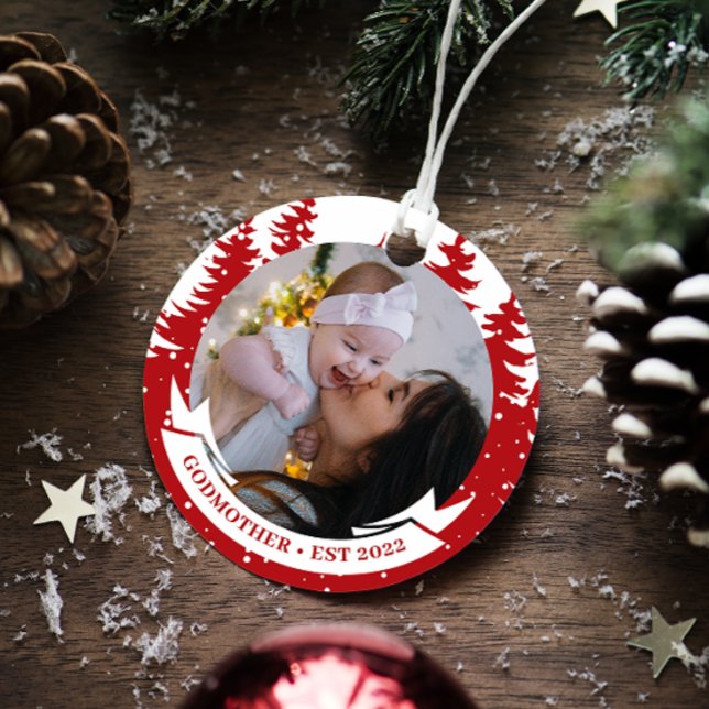 Godmother Year Established Photo Christmas Ceramic Tree Decoration (Creator Uploaded)