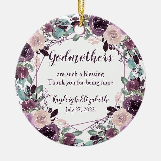 Godmothers Baptism Gift | Ceramic Tree Decoration (Front)