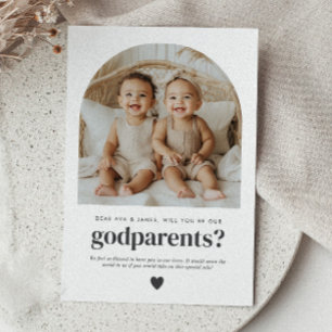 Godparents Arched Photo Proposal Boy Girl Twins Invitation