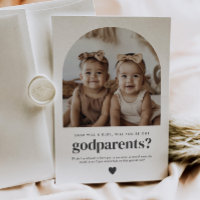 Godparents Arched Photo Proposal Girl Twins