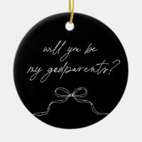 Godparents Black Handwritten Bow Proposal