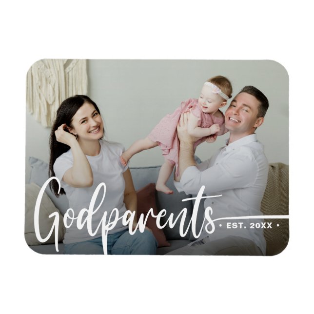 Godparents Modern Photo Keepsake  Magnet (Horizontal)