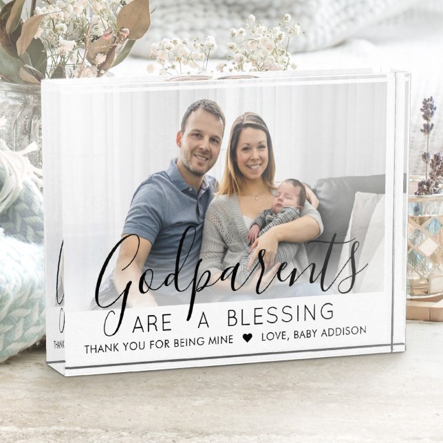 Godparents Thank You Baptism or Christening Modern Photo Block (Creator Uploaded)