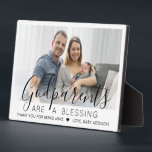 Godparents Thank You Baptism or Christening Photo Plaque<br><div class="desc">A thoughtful way to thank your baby's godparents is to give them a stylish photo gift of their godchild that they can save as a keepsake. All pictures and wording are simple to personalise, including quote that reads "Godparents are a blessing, thank you for being mine." (IMAGE PLACEMENT TIP: An...</div>