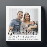 Godparents Thank You Godchild Baptism Photo Square Plaque<br><div class="desc">A thoughtful way to thank your baby's godparents is to give them a stylish photo gift of their godchild that they can save as a keepsake. All pictures and wording are simple to personalise, including quote that reads "Godparents are a blessing, thank you for being mine." (IMAGE PLACEMENT TIP: An...</div>