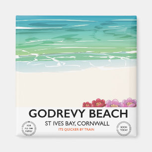 Godrevy Beach St Ives Bay, Cornwall travel poster Magnet