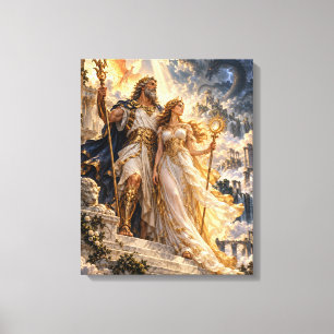 Gods Above the Stormy Temple – Greek Mythology  Canvas Print