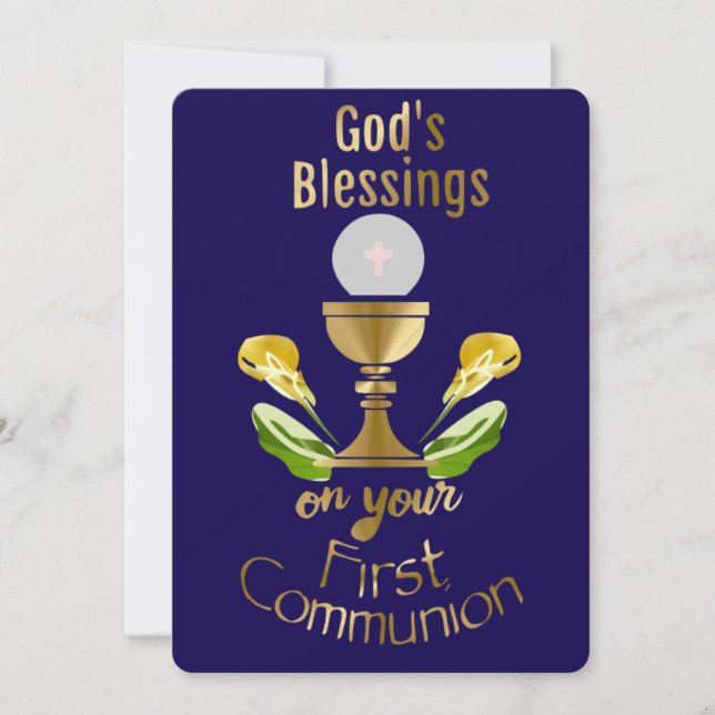 God's Blessing on your First Holy Communion. Holiday Card (Front)