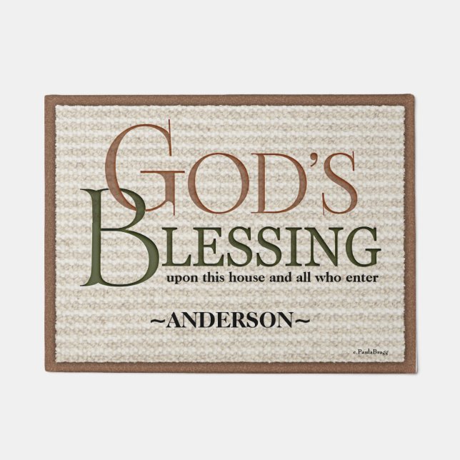 God's Blessing: Personalised Victorian Doormat (Front)
