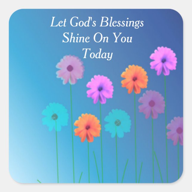 God's Blessings Square Sticker (Front)