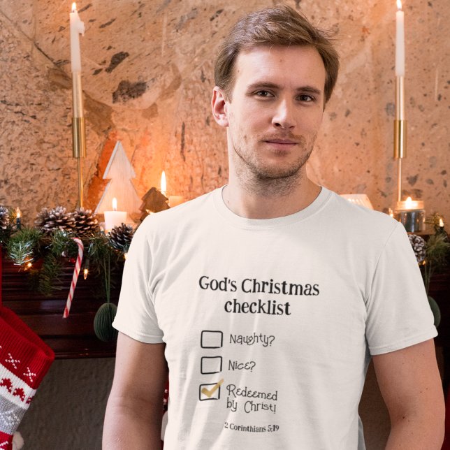 GOD'S CHRISTMAS CHECKLIST Christian Men's  T-Shirt (Creator Uploaded)