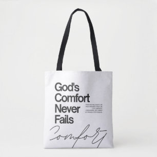 God's comfort never fails minimalist style tote bag