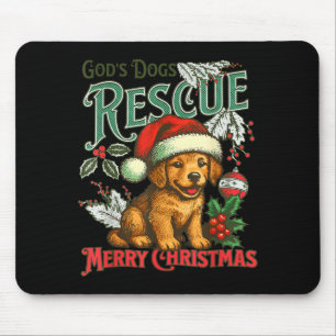 God's Dogs Rescue Christmas Santa Golden Retriever Mouse Pad