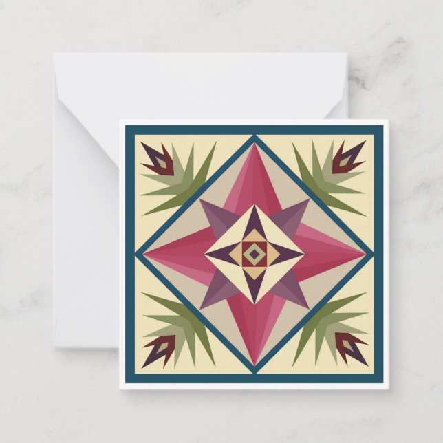 God's Eye Barn Quilt Flat Notecard (Front)