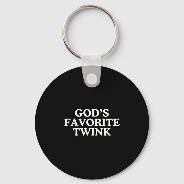 God's Favourite Twink Funny Unhinged Gay Pride Nov Key Ring (Front)