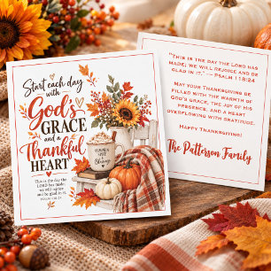 God's Grace And A Thankful Heart Thanksgiving Card
