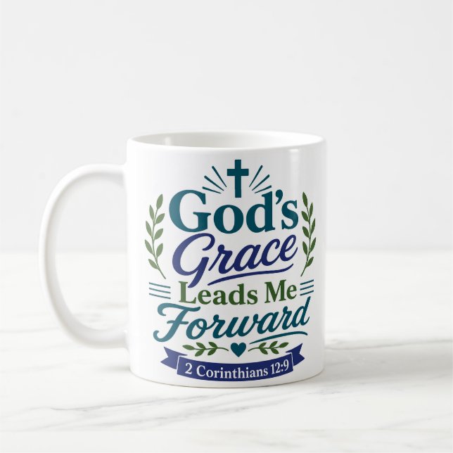Gods Grace Leads Me Forward Grace Quote Coffee Mug (Left)