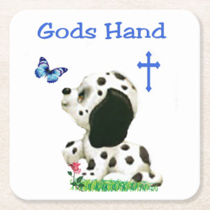 Gods hand square paper coaster