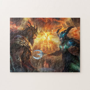 Gods Heimdall and Loki fighting at Ragnarök Jigsaw Puzzle