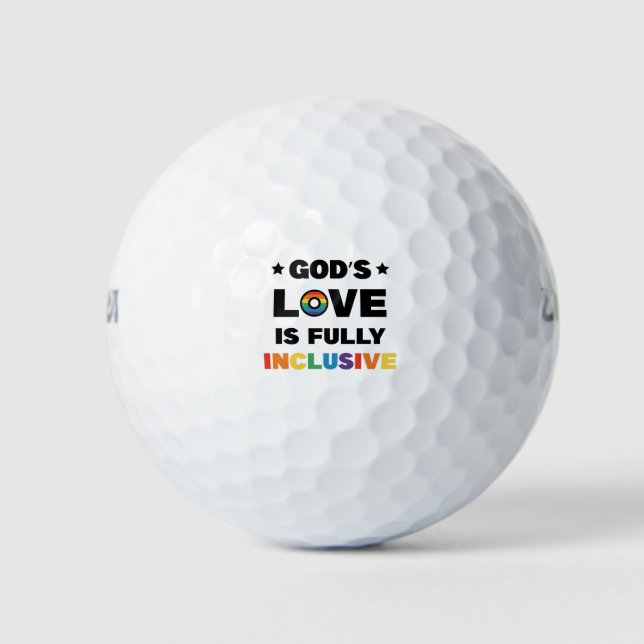 God's Love Is Fully Inclusive Gay LGBT Pride Month Golf Balls (Front)