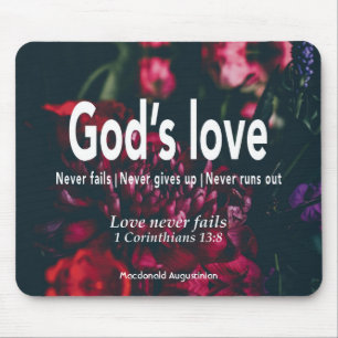 GOD'S LOVE NEVER FAILS 1 Cor 13:8 Personalised Mouse Pad