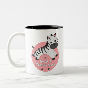 God's masterpiece Kawaii happy baby zebra jumping Two-Tone Coffee Mug