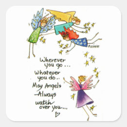 God's Messengers Watching Over you modern coloured Square Sticker