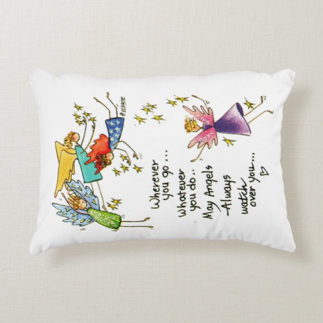 God's Messengers Watching Over you prayer coloured Decorative Cushion (Front)
