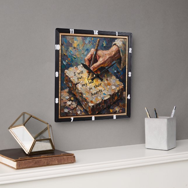God's Pen: Heartfelt Promise Square Wall Clock (Office)