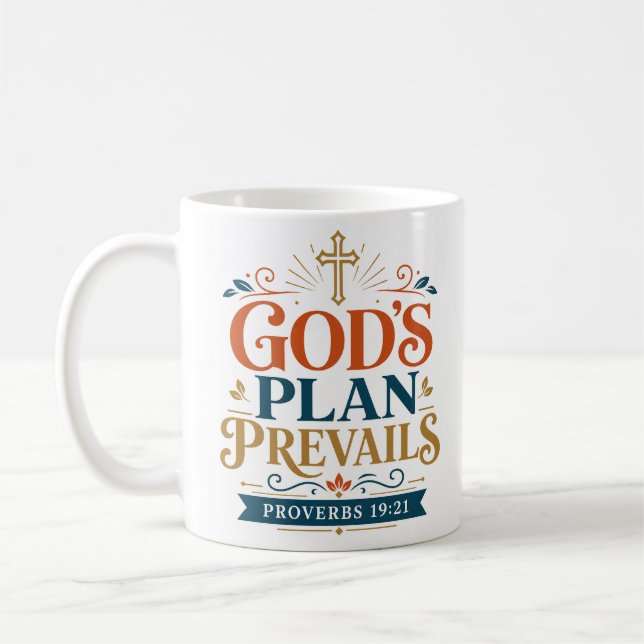 God's Plan Prevails Biblical Truth Quote Coffee Mug (Left)
