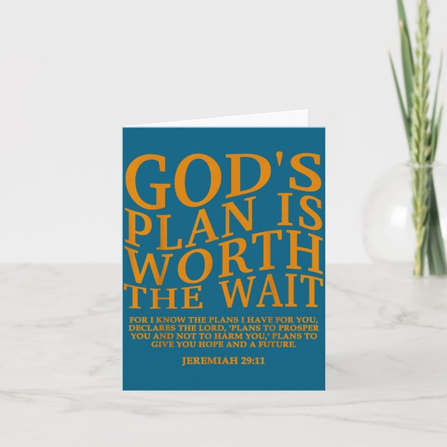 God's Plan Worth Wait Christian Bible Verse Card (Front)