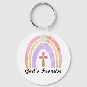Gods Promise Rainbow and Cross   Key Ring