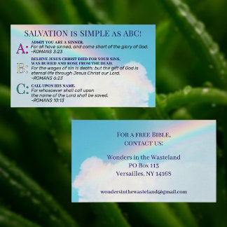 God's Rainbow Christian Gospel ABC Salvation KJV Business Card