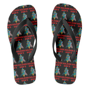 God's Soldier In Arms Black All-Over Print Unisex Jandals