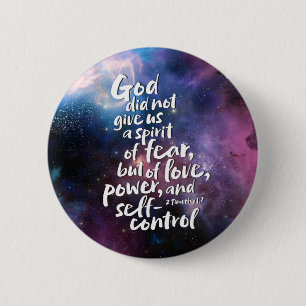 GOD's Spirit of Love NO FEAR POWERFUL Bible Verse 6 Cm Round Badge