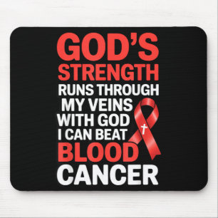 God's strength ribbon warrior lymphoma blood mouse pad