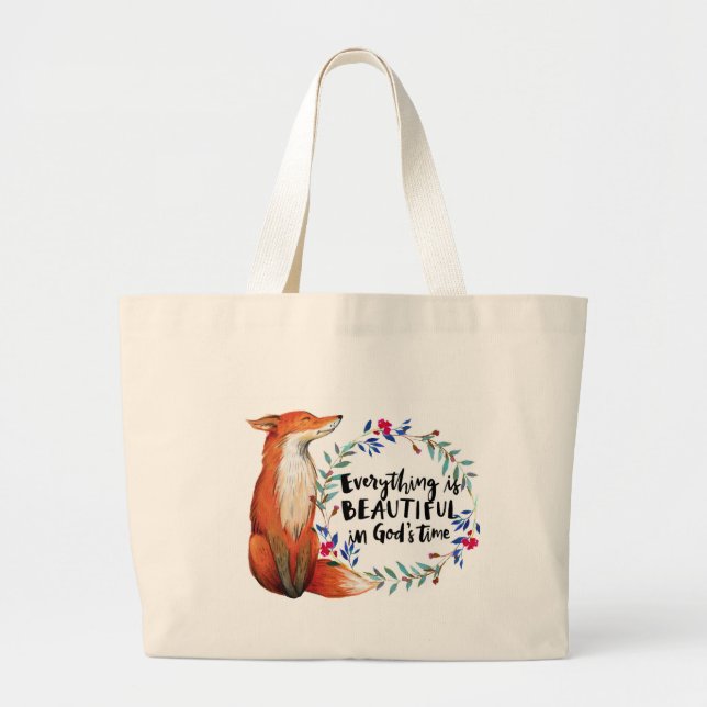 gods time foxes large tote bag (Front)