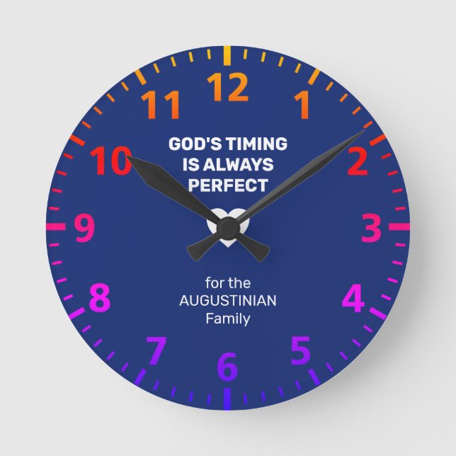 GOD'S TIMING ALWAYS PERFECT | Personalised Blue Round Clock (Front)