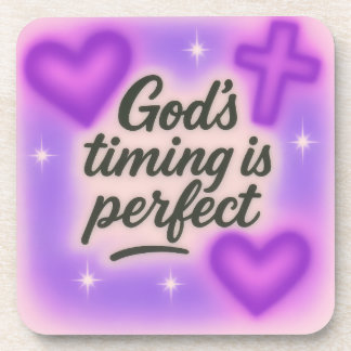 god's timing is perfect airbrush retro 90s purple coaster
