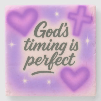 god's timing is perfect airbrush retro 90s purple stone coaster